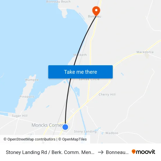 Stoney Landing Rd / Berk. Comm. Mental Health to Bonneau, SC map