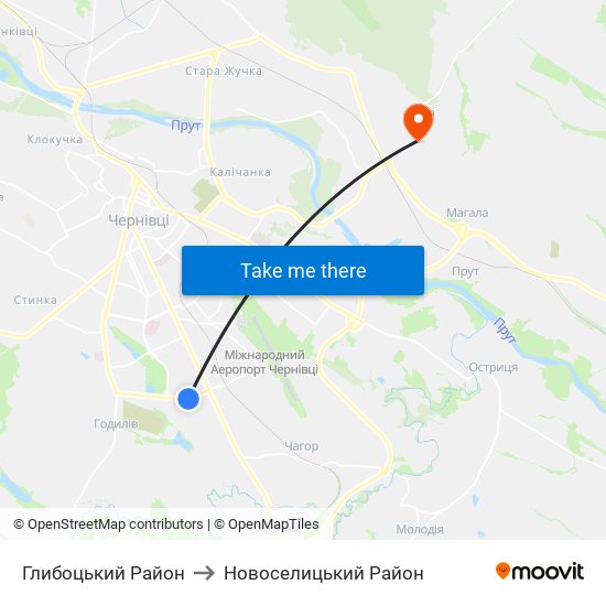 Глибоцький Район to Новоселицький Район map