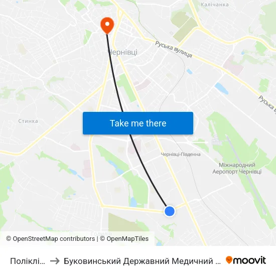 Поліклініка to Буковинський Державний Медичний Університет map