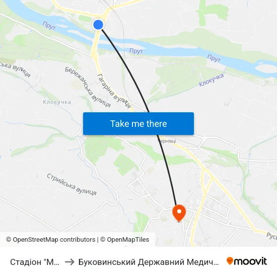 Стадіон "Мальва" to Буковинський Державний Медичний Університет map