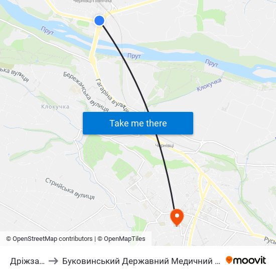 Дріжзавод to Буковинський Державний Медичний Університет map