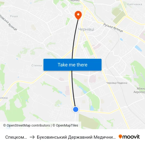 Спецкомбінат to Буковинський Державний Медичний Університет map