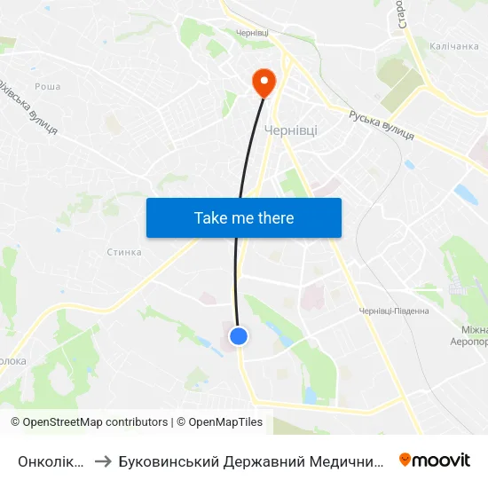 Онколікарня to Буковинський Державний Медичний Університет map