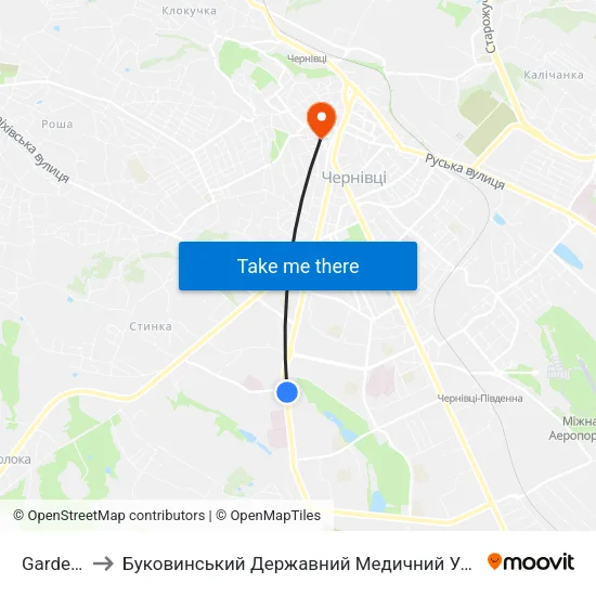 Garderob to Буковинський Державний Медичний Університет map