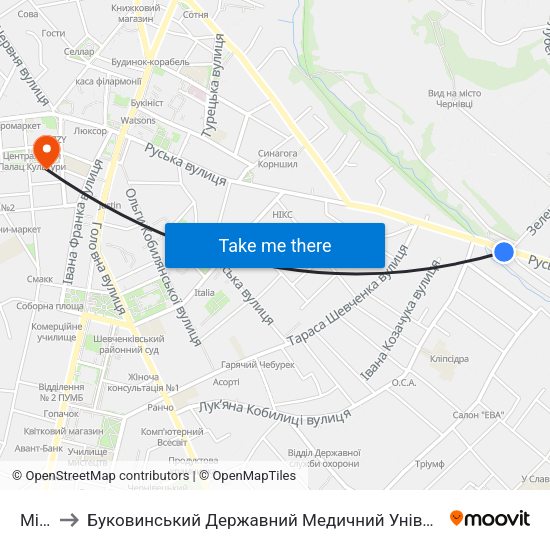 Міст to Буковинський Державний Медичний Університет map