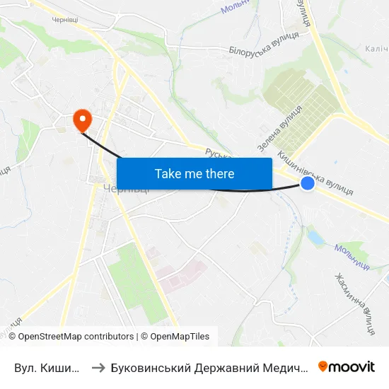 Вул. Кишинівська to Буковинський Державний Медичний Університет map