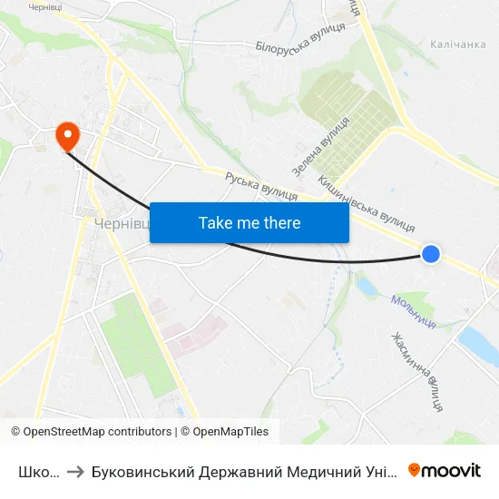 Школа to Буковинський Державний Медичний Університет map