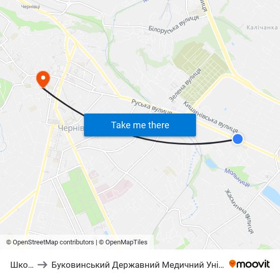 Школа to Буковинський Державний Медичний Університет map