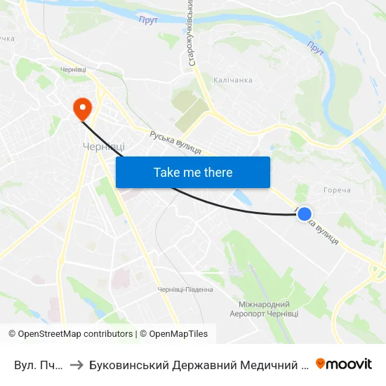 Вул. Пчілки to Буковинський Державний Медичний Університет map