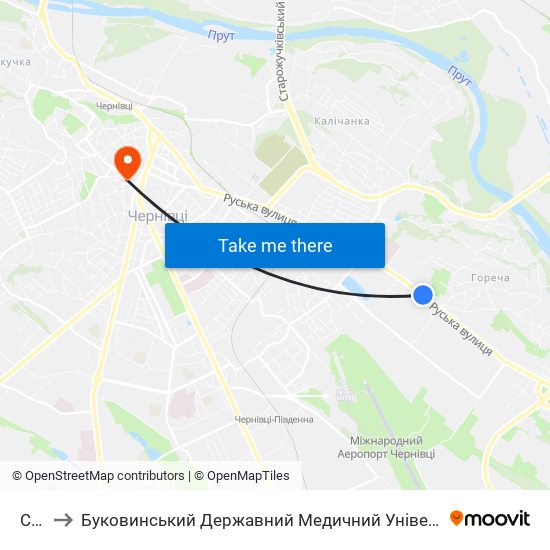 Сто to Буковинський Державний Медичний Університет map