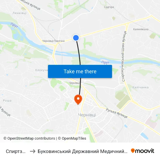 Спиртзавод to Буковинський Державний Медичний Університет map