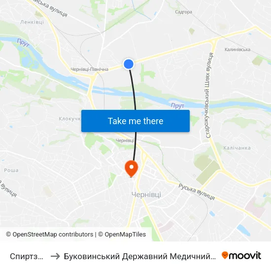 Спиртзавод to Буковинський Державний Медичний Університет map