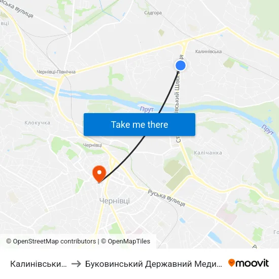 Калинівський Ринок to Буковинський Державний Медичний Університет map