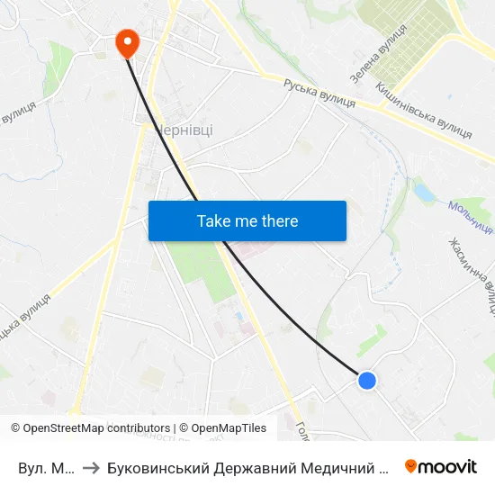 Вул. Миру to Буковинський Державний Медичний Університет map