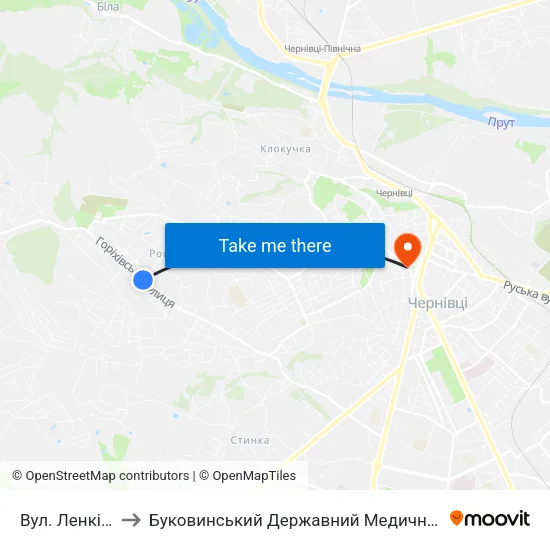 Вул. Ленківська to Буковинський Державний Медичний Університет map