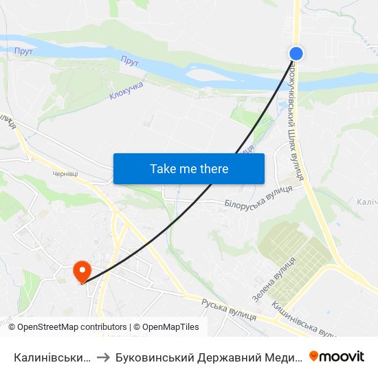 Калинівський Ринок to Буковинський Державний Медичний Університет map