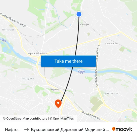 Нафтобаза to Буковинський Державний Медичний Університет map