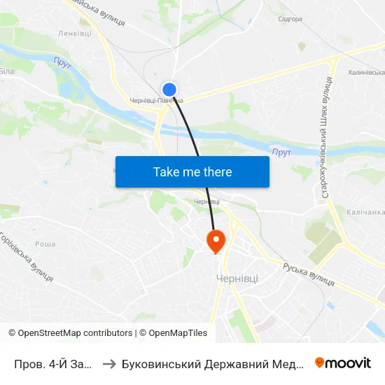Пров. 4-Й Заводський to Буковинський Державний Медичний Університет map