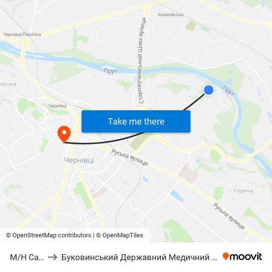 М/Н Садки to Буковинський Державний Медичний Університет map