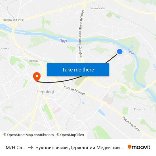 М/Н Садки to Буковинський Державний Медичний Університет map