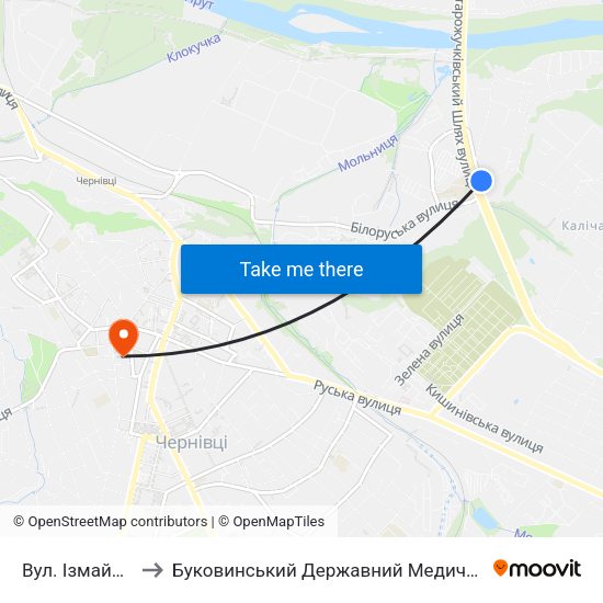 Вул. Ізмайлівська to Буковинський Державний Медичний Університет map
