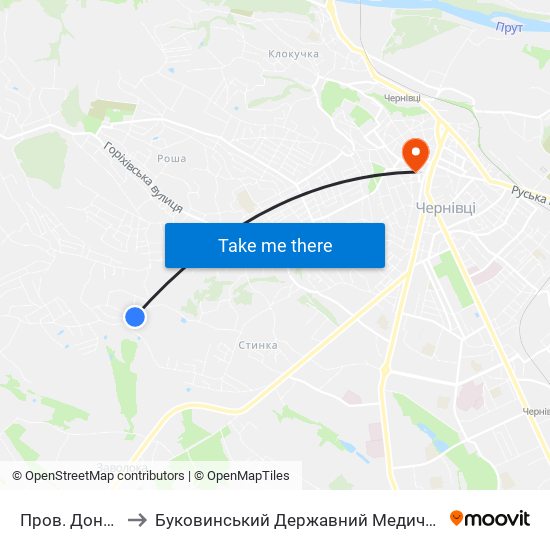 Пров. Донецький to Буковинський Державний Медичний Університет map