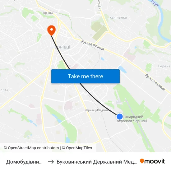 Домобудівний Комбінат to Буковинський Державний Медичний Університет map