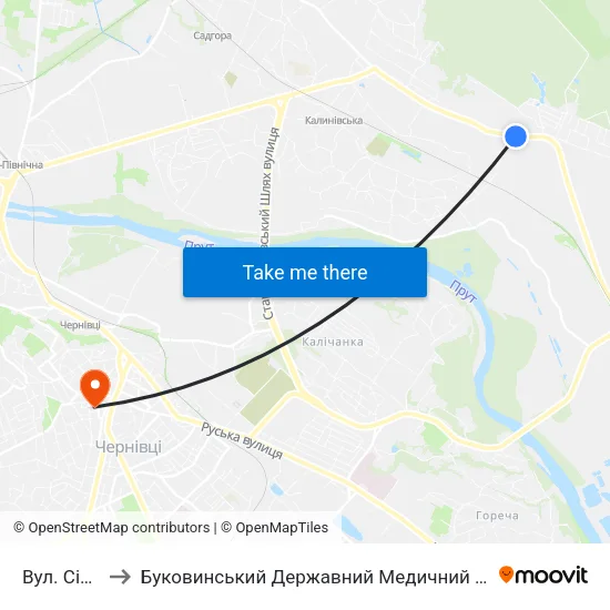Вул. Січова to Буковинський Державний Медичний Університет map