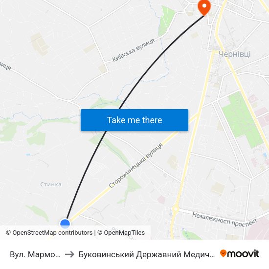 Вул. Марморозька to Буковинський Державний Медичний Університет map