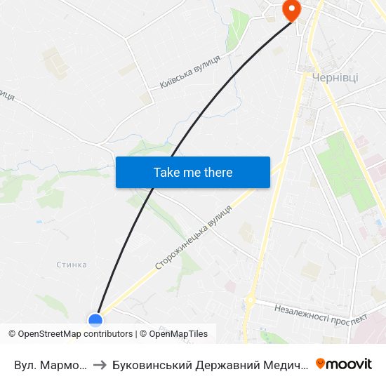 Вул. Марморозька to Буковинський Державний Медичний Університет map