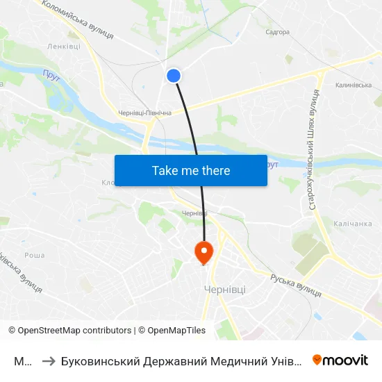 Мжк to Буковинський Державний Медичний Університет map