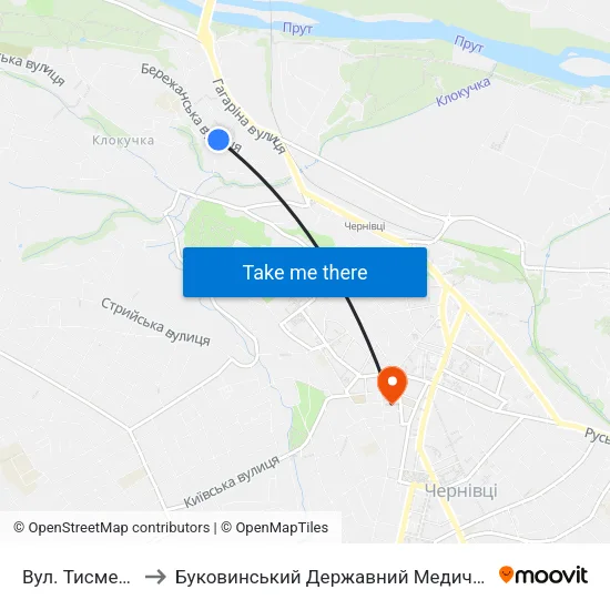Вул. Тисменицька to Буковинський Державний Медичний Університет map