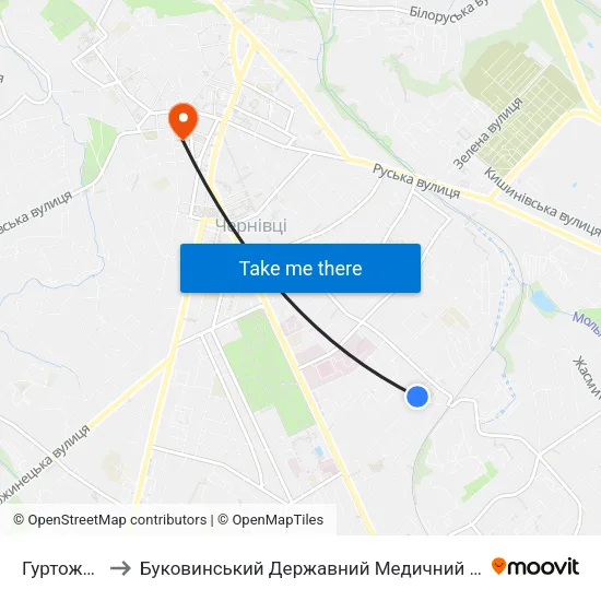 Гуртожиток to Буковинський Державний Медичний Університет map