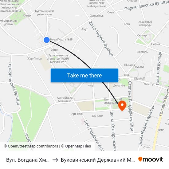 Вул. Богдана Хмельницького to Буковинський Державний Медичний Університет map