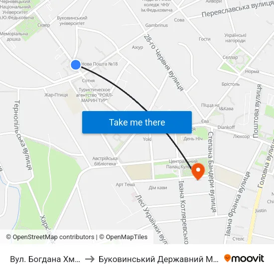 Вул. Богдана Хмельницького to Буковинський Державний Медичний Університет map