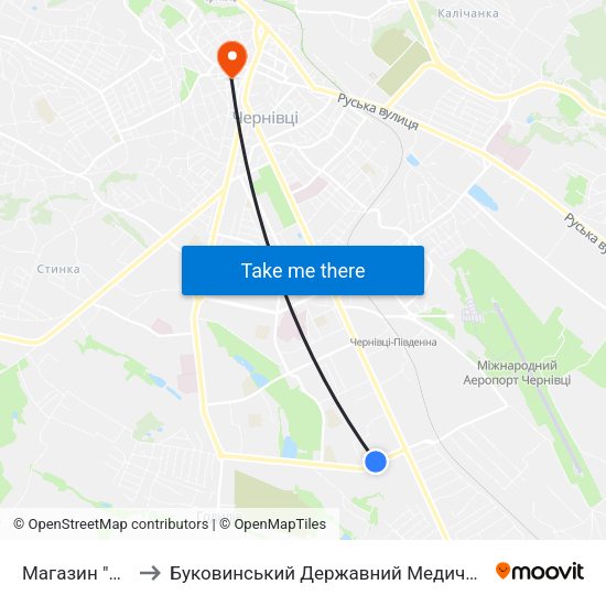 Магазин "Норма" to Буковинський Державний Медичний Університет map