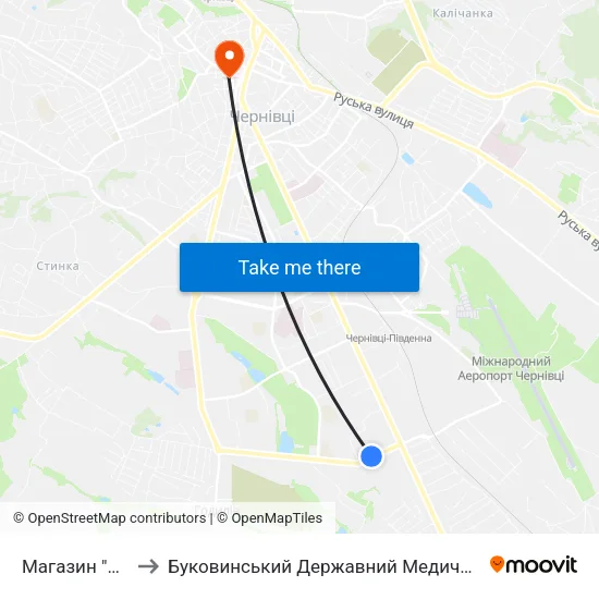 Магазин "Норма" to Буковинський Державний Медичний Університет map
