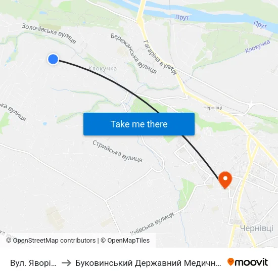 Вул. Яворівська to Буковинський Державний Медичний Університет map