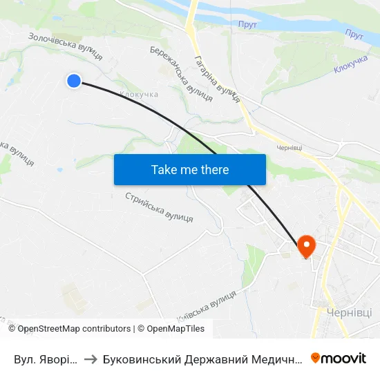 Вул. Яворівська to Буковинський Державний Медичний Університет map