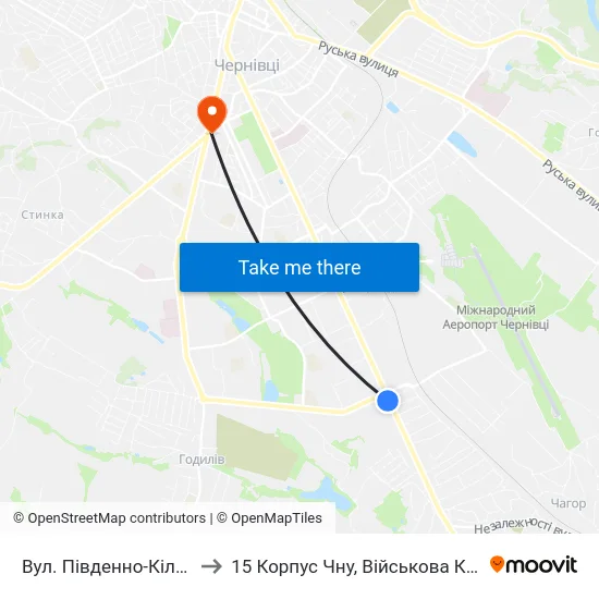 Вул. Південно-Кільцева to 15 Корпус Чну, Військова Кафедра map