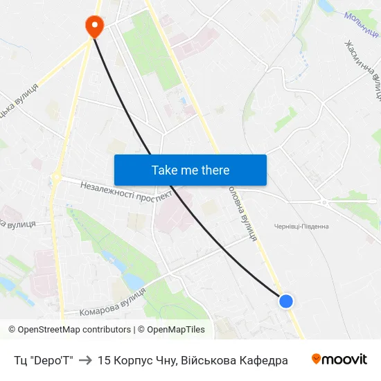 Тц "Depo'T" to 15 Корпус Чну, Військова Кафедра map