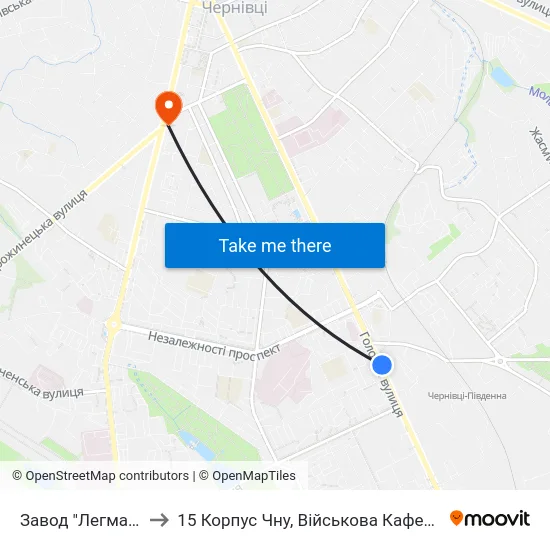 Завод "Легмаш" to 15 Корпус Чну, Військова Кафедра map