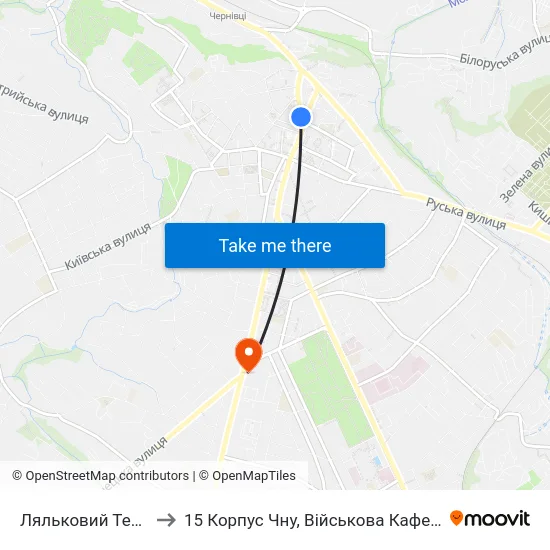 Ляльковий Театр to 15 Корпус Чну, Військова Кафедра map