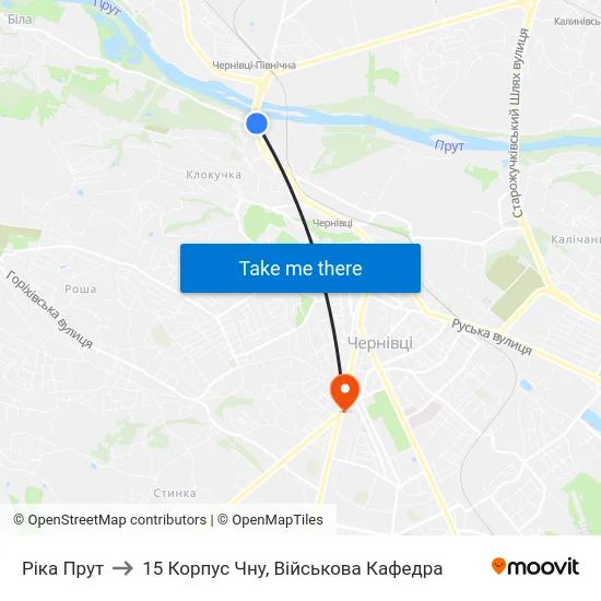 Ріка Прут to 15 Корпус Чну, Військова Кафедра map