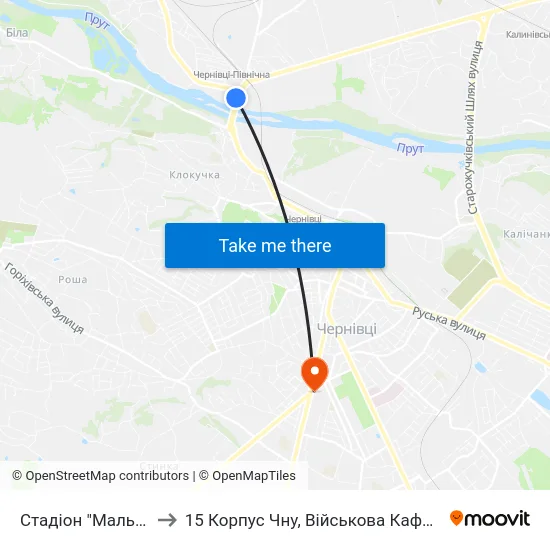 Стадіон "Мальва" to 15 Корпус Чну, Військова Кафедра map
