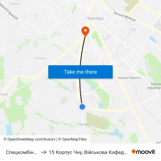 Спецкомбінат to 15 Корпус Чну, Військова Кафедра map