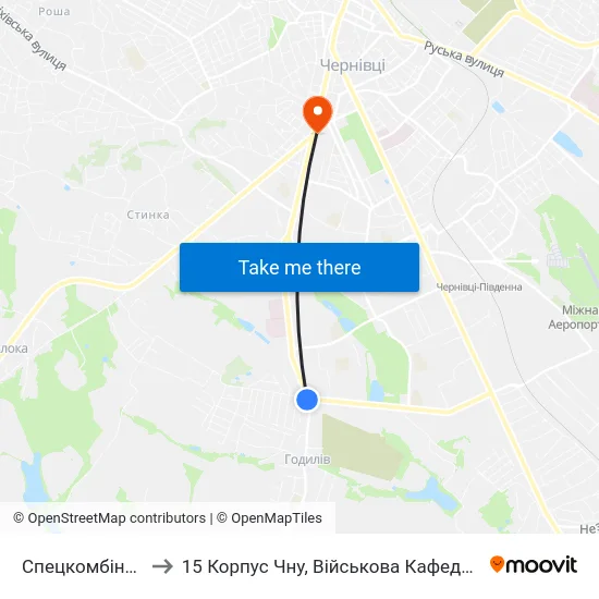 Спецкомбінат to 15 Корпус Чну, Військова Кафедра map