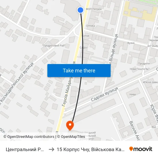 Центральний Ринок to 15 Корпус Чну, Військова Кафедра map