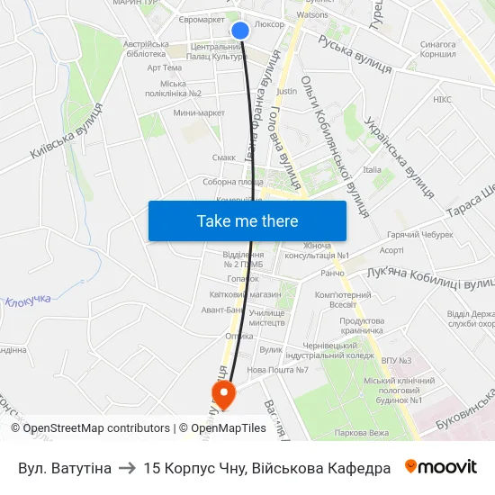 Вул. Ватутіна to 15 Корпус Чну, Військова Кафедра map