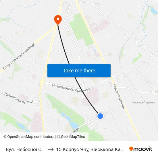 Вул. Небесної Сотні to 15 Корпус Чну, Військова Кафедра map